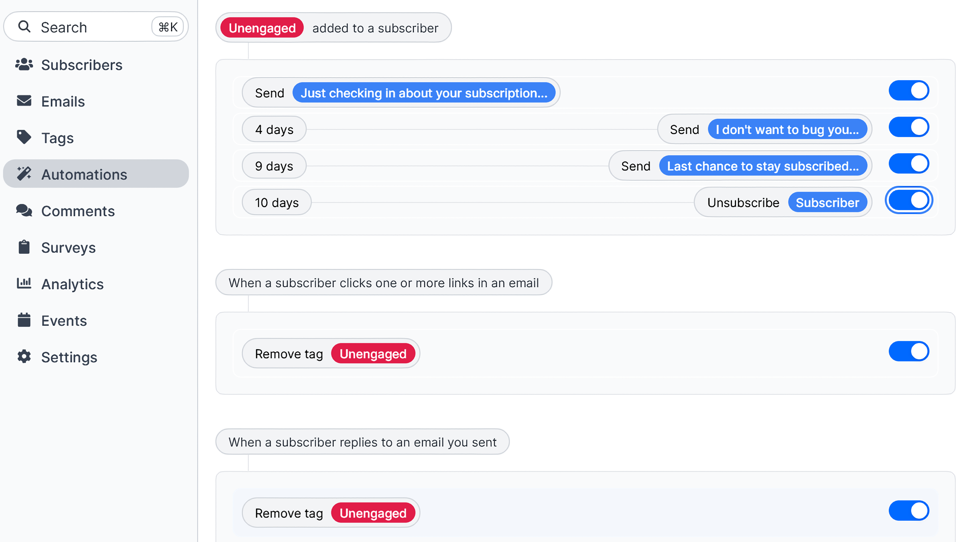 Screenshot of Turbocharge your marketing with our automations. feature